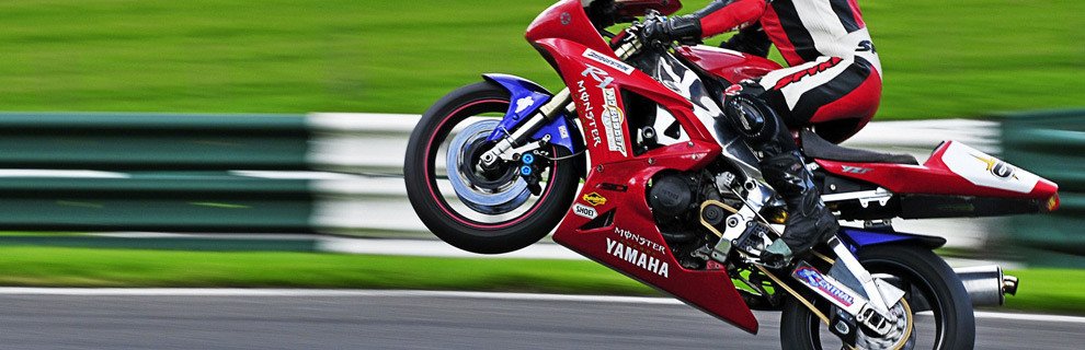 Motorcyclist on a red Yamaha motorcycle